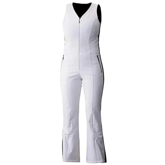 Descente Kaitlyn SkiBib Overalls Pants White Black Waterproof Winter Size 6 - Picture 1 of 14